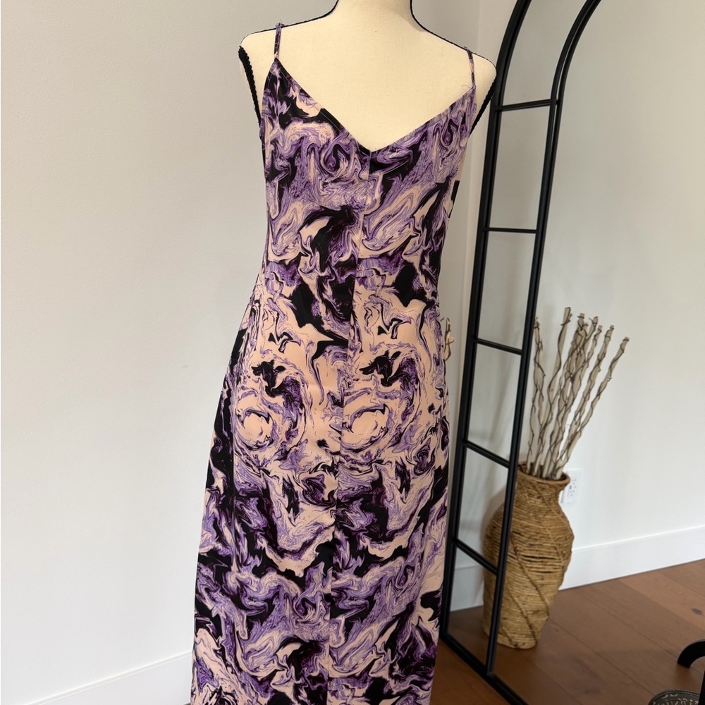 AFRM Marble Print Maxi Dress in Purple and Cream